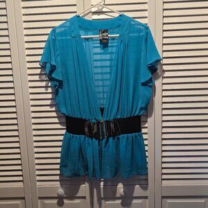 Bisou Bisou Sheer Flowy Layering Blouse